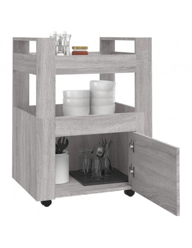 Carrello da Cucina Grigio Sonoma 60x45x80 cm Legno Multistrato
