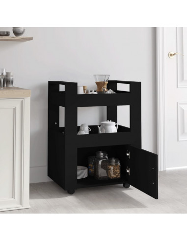 Carrello da Cucina Nero 60x45x80 cm in Legno Multistrato