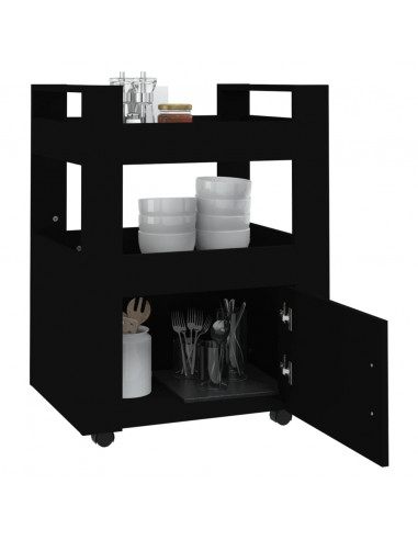 Carrello da Cucina Nero 60x45x80 cm in Legno Multistrato