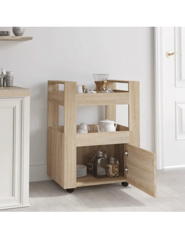Carrello da Cucina rovere sonoma 60x45x80 cm Legno Multistrato