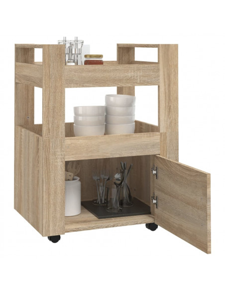 Carrello da Cucina rovere sonoma 60x45x80 cm Legno Multistrato