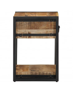 Comodini 2 pz 40x35x50 cm in Legno Massello di Mango Grezzo