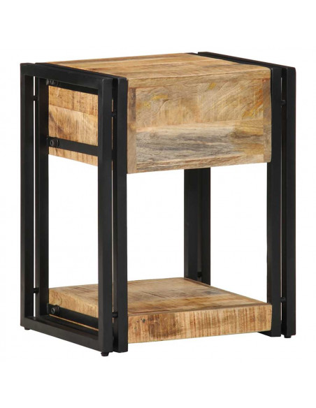 Comodini 2 pz 40x35x50 cm in Legno Massello di Mango Grezzo