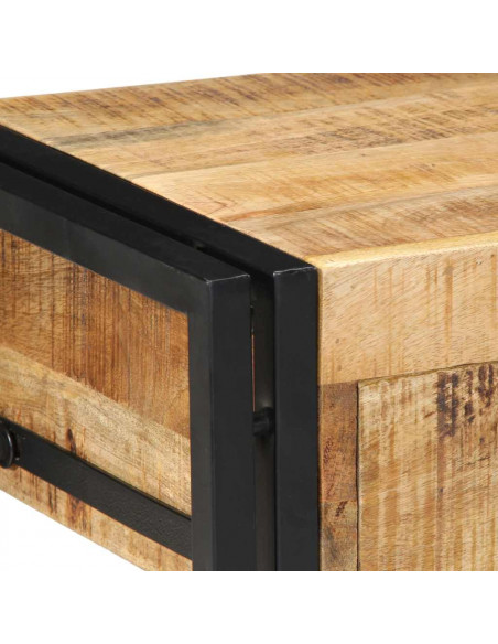 Comodini 2 pz 40x35x50 cm in Legno Massello di Mango Grezzo