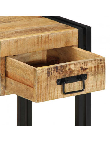 Comodini 2 pz 40x35x50 cm in Legno Massello di Mango Grezzo