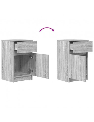 Comodini 2 pz Grigio Sonoma 39x35x65 cm in Legno Multistrato