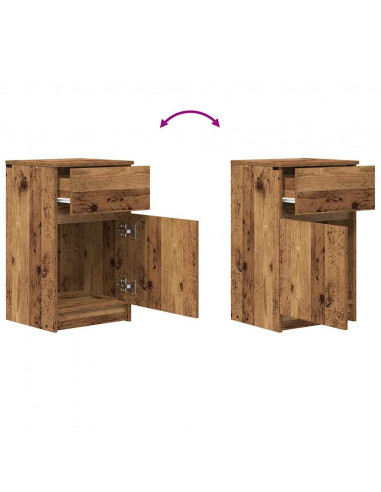 Comodini 2 pz Legno Antico 39x35x65 cm in Legno Multistrato