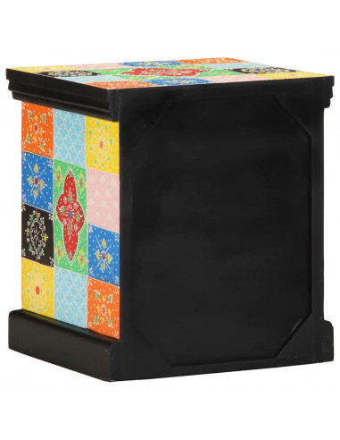 Comodini 2 pz Multicolore 40x35x45cm in Legno Massello Mango