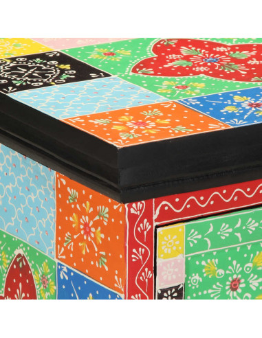 Comodini 2 pz Multicolore 40x35x45cm in Legno Massello Mango