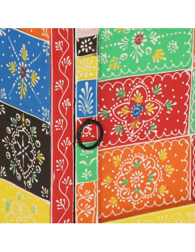 Comodini 2 pz Multicolore 40x35x45cm in Legno Massello Mango