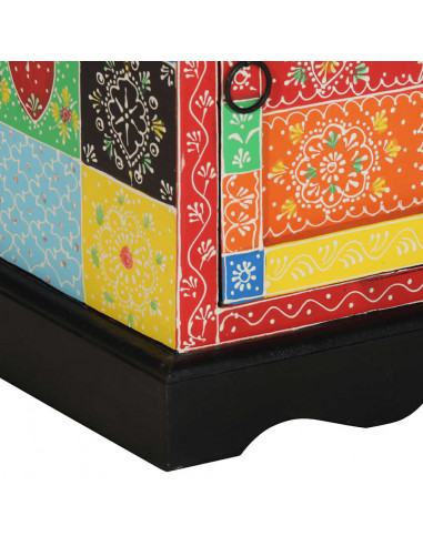 Comodini 2 pz Multicolore 40x35x45cm in Legno Massello Mango