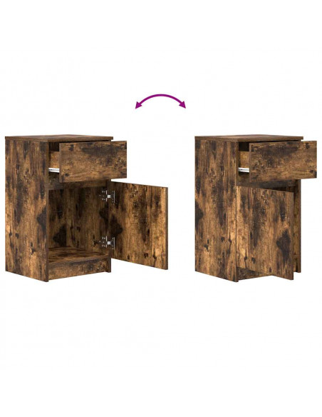 Comodini 2 pz Rovere Fumo 39x35x65 cm in Legno Multistrato