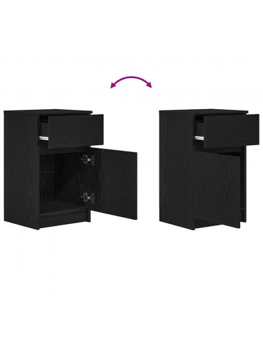 Comodini 2pz Neri 39x35x65 cm in Legno Multistrato