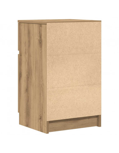 Comodini 2pz Rovere Artigianale 39x35x65cm in Legno Multistrato