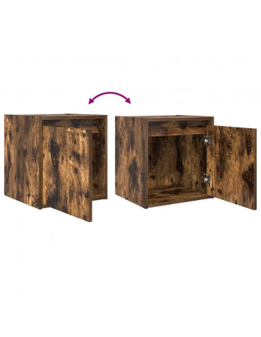 Comodini a Muro 2 pz Rovere Fumo 38x34x40 cm