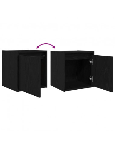 Comodini a Muro 2 pz Rovere Nero 38x34x40 cm