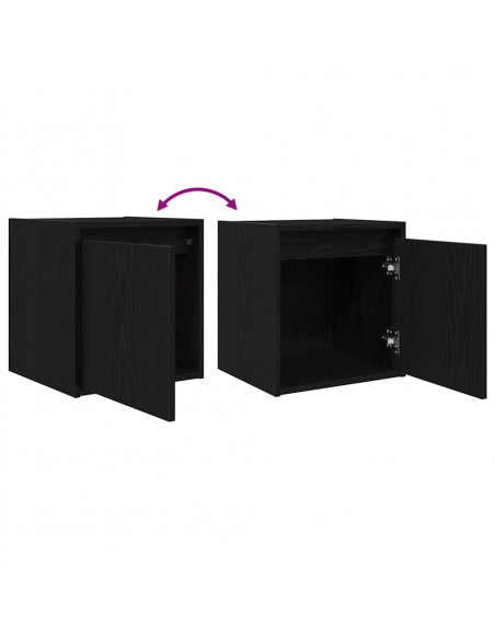 Comodini a Muro 2 pz Rovere Nero 38x34x40 cm