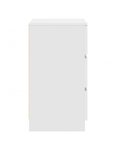 Comodini con 3 Cassetti 2 pz Bianco 39x35x65 cm
