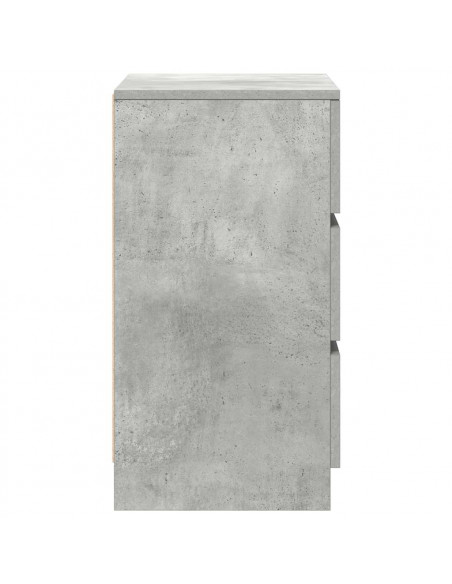 Comodini con 3 Cassetti 2 pz Grigio Cemento 39x35x65 cm