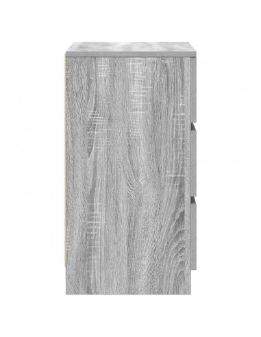 Comodini con 3 Cassetti 2 pz Grigio Sonoma 39x35x65 cm