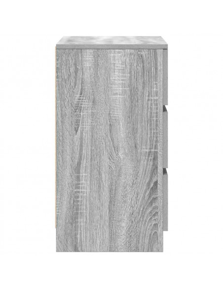 Comodini con 3 Cassetti 2 pz Grigio Sonoma 39x35x65 cm