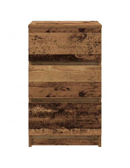 Comodini con 3 Cassetti 2 pz Legno Antico 39x35x65 cm