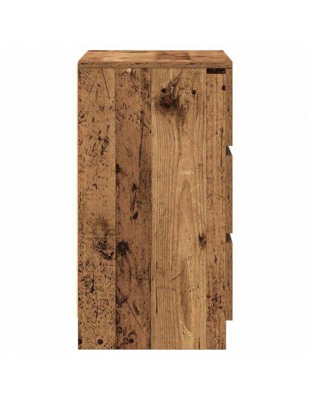 Comodini con 3 Cassetti 2 pz Legno Antico 39x35x65 cm