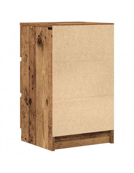 Comodini con 3 Cassetti 2 pz Legno Antico 39x35x65 cm