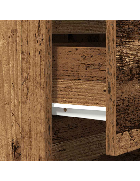 Comodini con 3 Cassetti 2 pz Legno Antico 39x35x65 cm