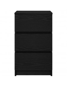 Comodini con 3 Cassetti 2 pz Nero 39x35x65 cm