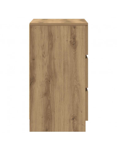 Comodini con 3 Cassetti 2 pz Rovere Artigianale 39x35x65 cm