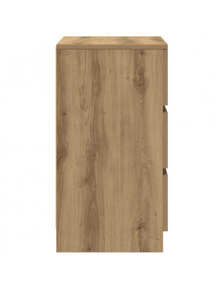 Comodini con 3 Cassetti 2 pz Rovere Artigianale 39x35x65 cm