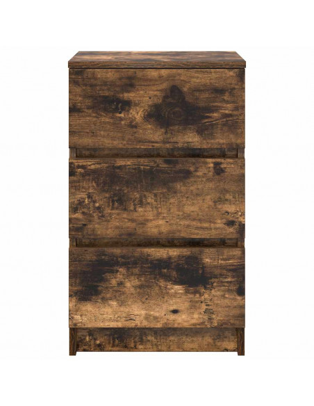 Comodini con 3 Cassetti 2 pz Rovere Fumo 39x35x65 cm