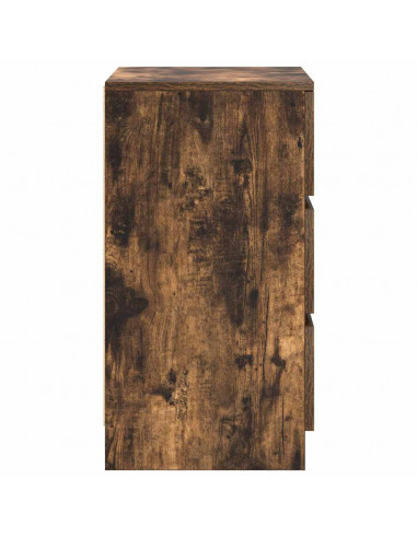 Comodini con 3 Cassetti 2 pz Rovere Fumo 39x35x65 cm