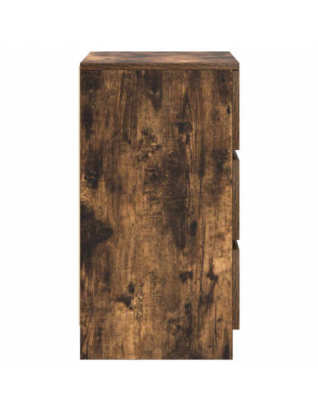 Comodini con 3 Cassetti 2 pz Rovere Fumo 39x35x65 cm