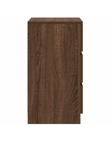 Comodini con 3 Cassetti 2 pz Rovere Marrone 39x35x65 cm