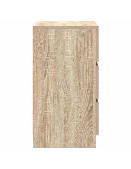 Comodini con 3 Cassetti 2 pz Rovere Sonoma 39x35x65 cm