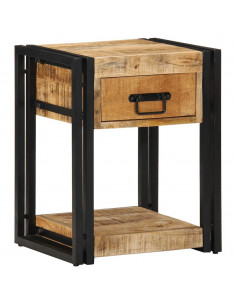 Comodino 40x35x50 cm in Legno Grezzo Massello di Mango