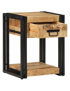 Comodino 40x35x50 cm in Legno Grezzo Massello di Mango 2