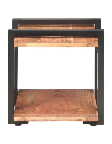 Comodino 50x40x40 cm in Legno Massello di Acacia