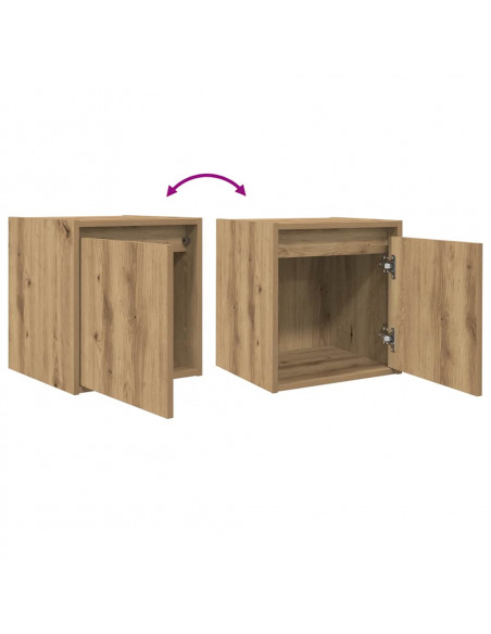 Comodino a Muro Rovere Artigianale 38x34x40 cm