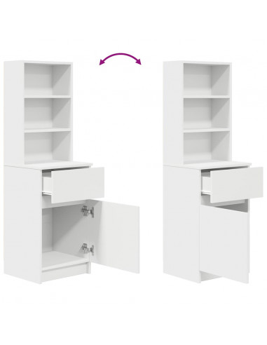 Comodino Bianco 39x35x125 cm in Legno Multistrato