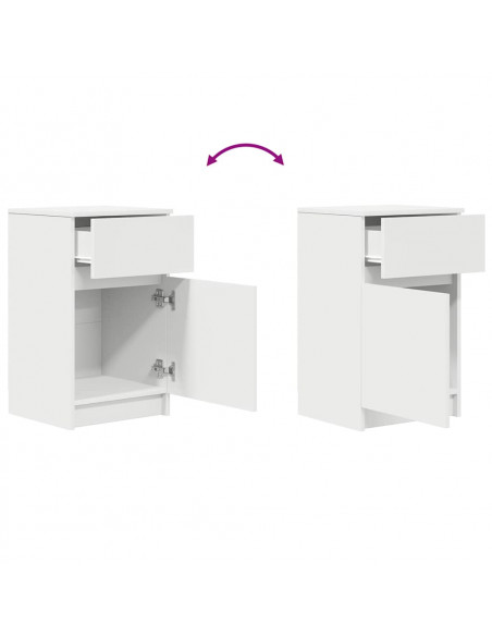 Comodino Bianco 39x35x65 cm in Legno Multistrato