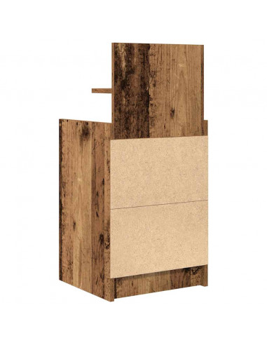 Comodino con 2 Cassetti Legno Antico 38x34x80 cm