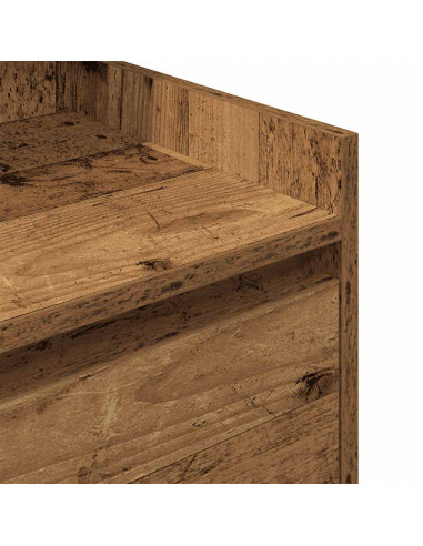 Comodino con 2 Cassetti Legno Antico 38x34x80 cm