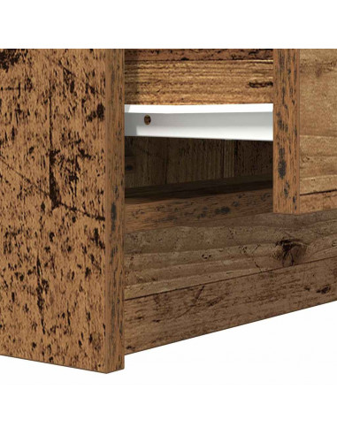 Comodino con 2 Cassetti Legno Antico 38x34x80 cm