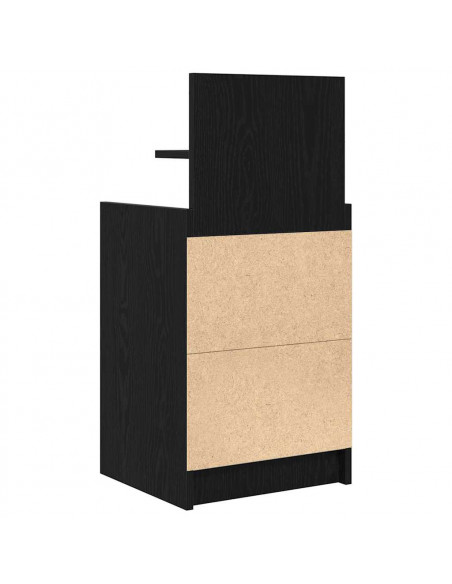 Comodino con 2 Cassetti Nero 38x34x80 cm