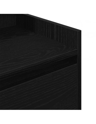 Comodino con 2 Cassetti Nero 38x34x80 cm