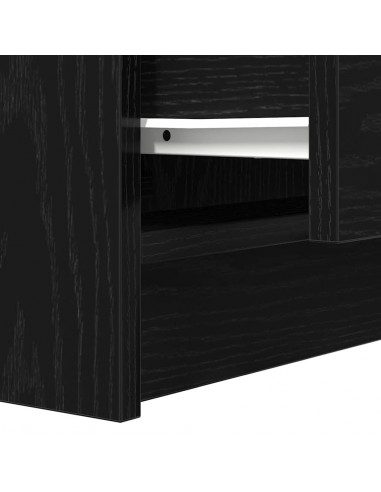 Comodino con 2 Cassetti Nero 38x34x80 cm