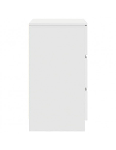 Comodino con 3 Cassetti Bianco 39x35x65 cm